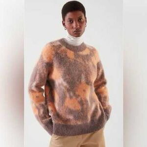 COS Abstract Print Wool Blend Crew Neck Sweater